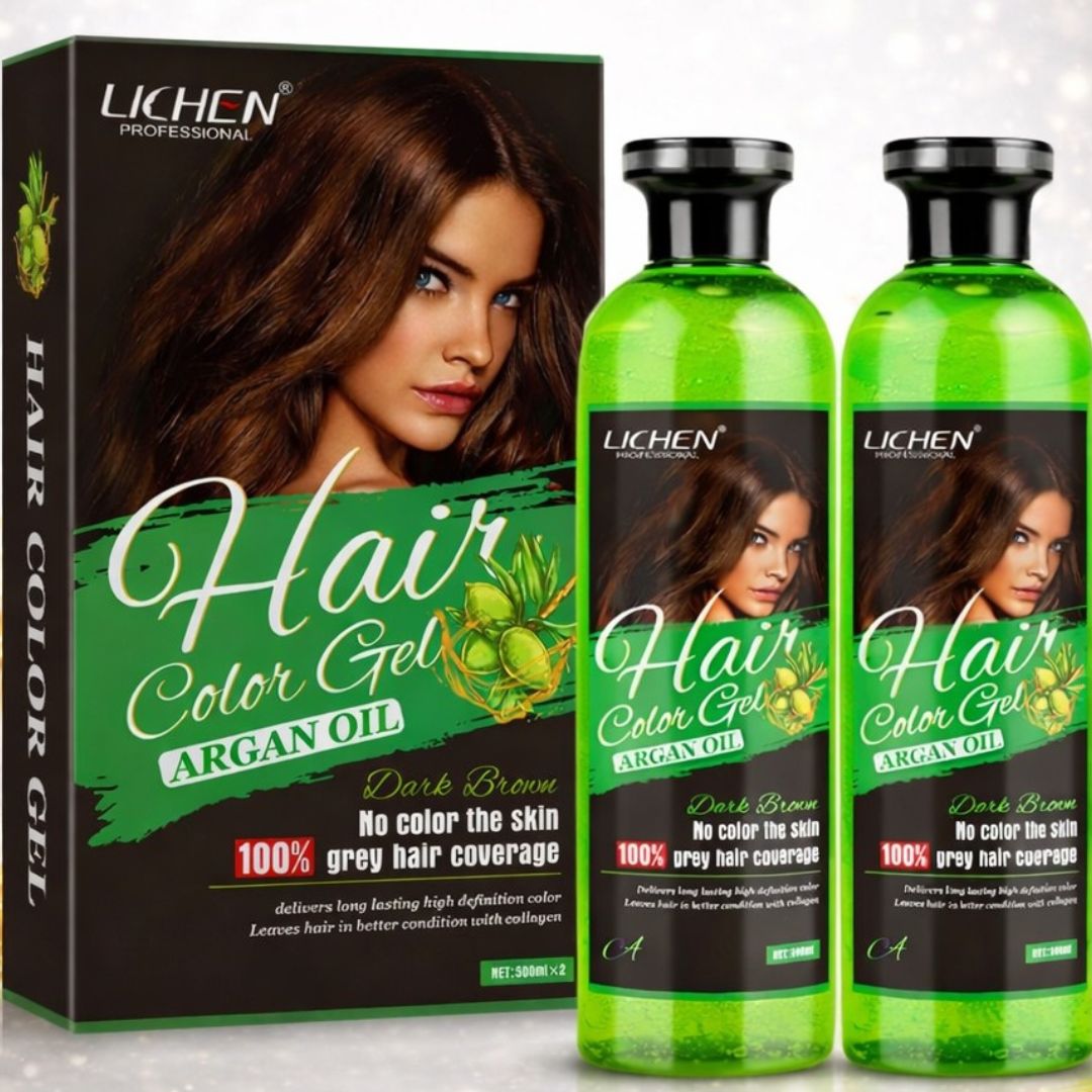 Lichen Professional Hair Color Gel Argan Oil – Dark Brown (300ml x2)